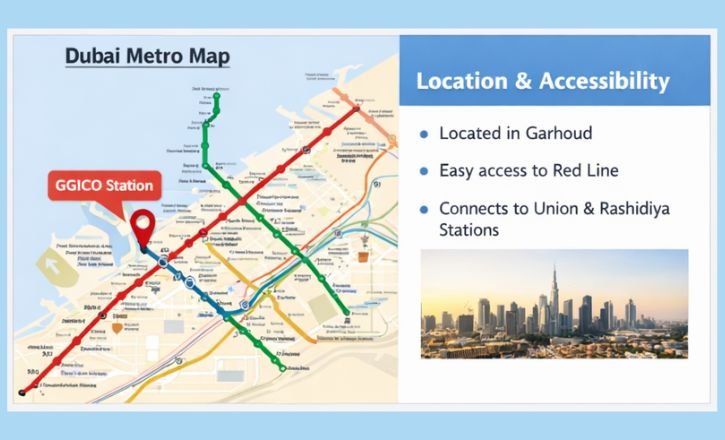 Map GGICO Metro Station Dubai