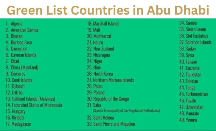 Green List Countries in Abu Dhabi